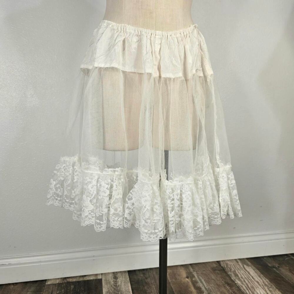 Vintage white tulle lace crinoline